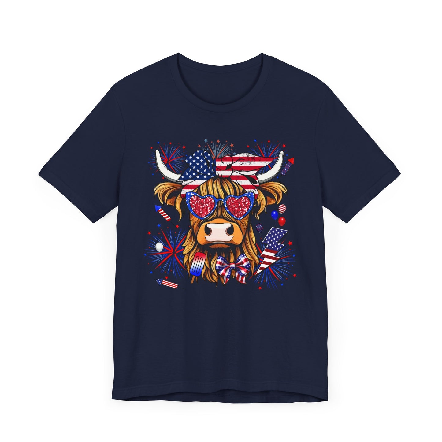 Patriotic Highland Cow Tee