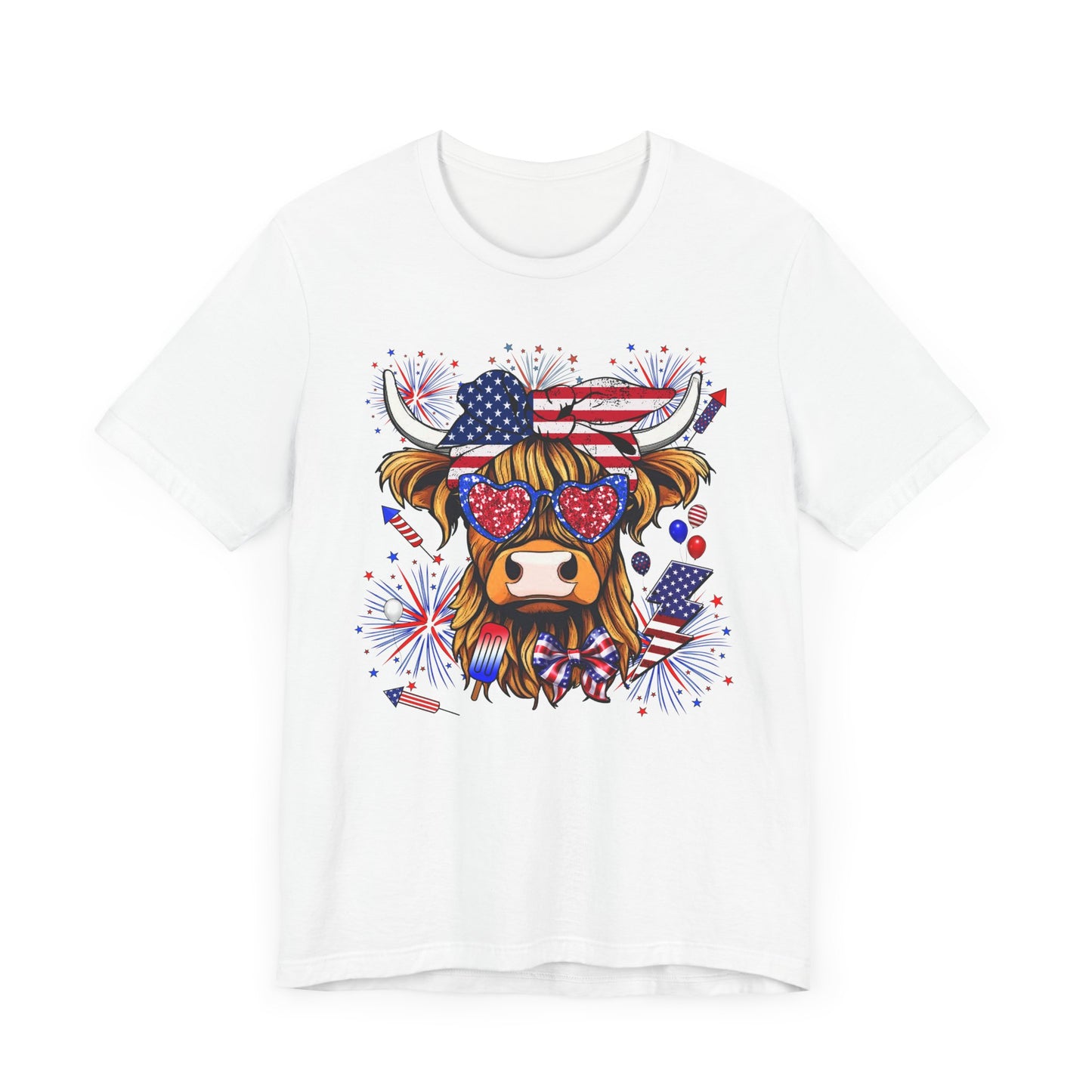 Patriotic Highland Cow Tee