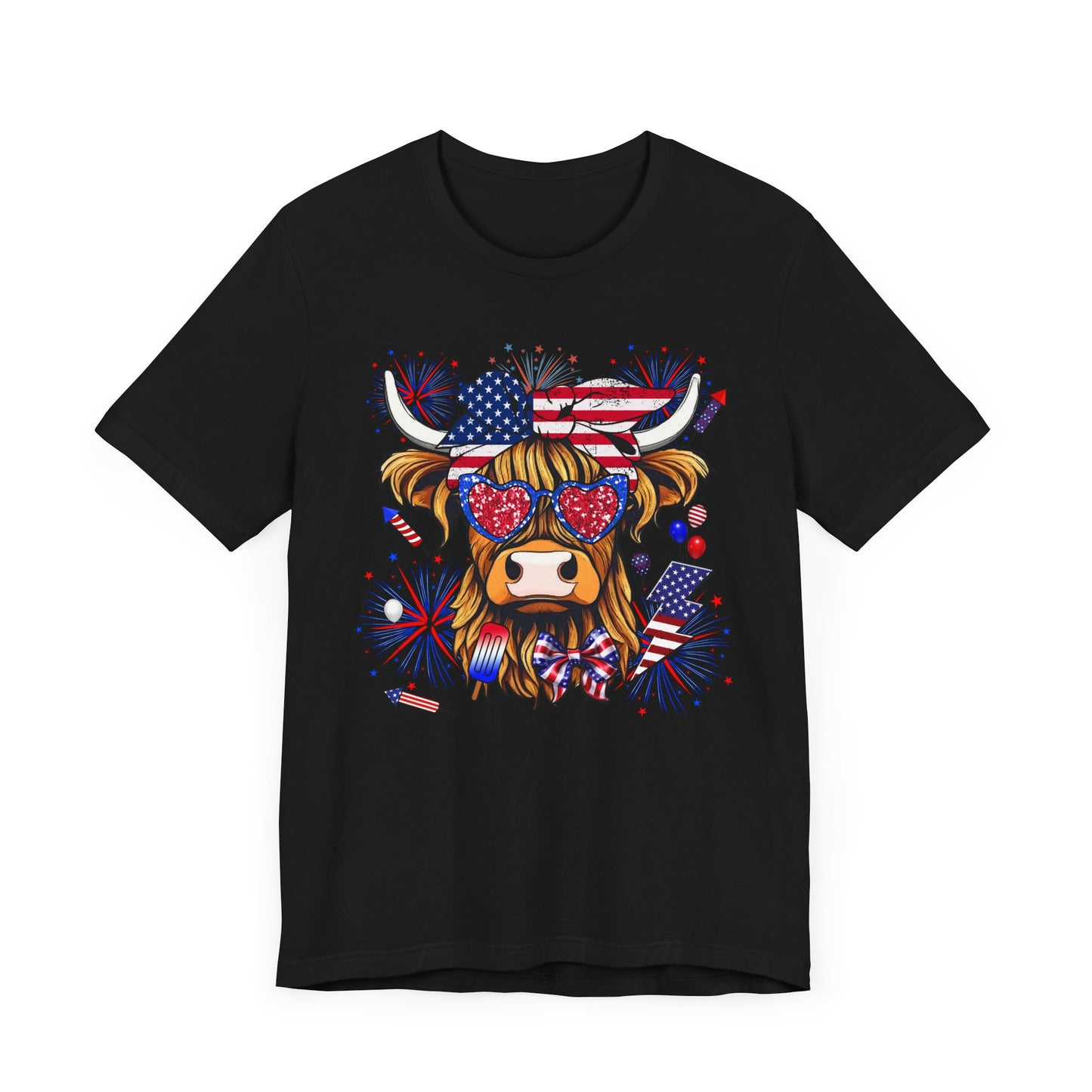 Patriotic Highland Cow Tee