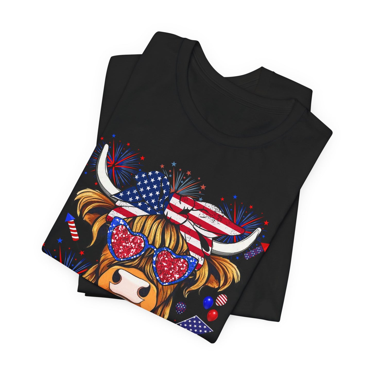 Patriotic Highland Cow Tee