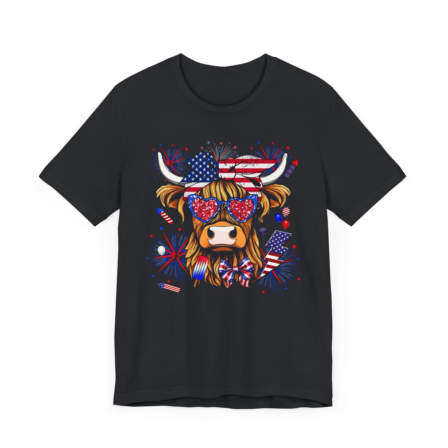 Patriotic Highland Cow Tee