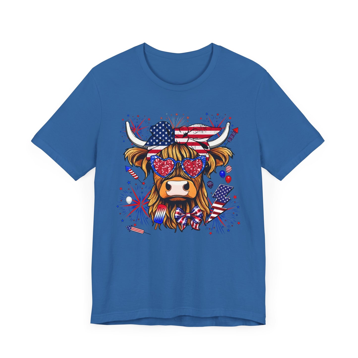 Patriotic Highland Cow Tee
