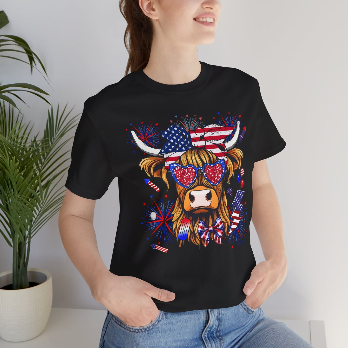 Patriotic Highland Cow Tee