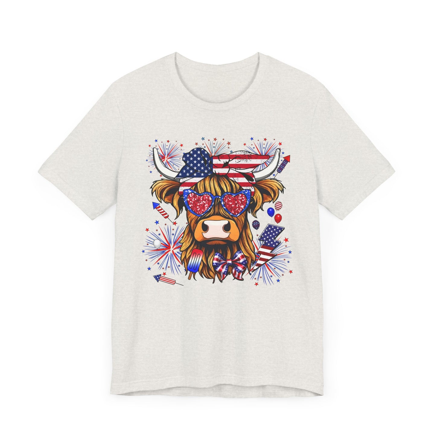 Patriotic Highland Cow Tee